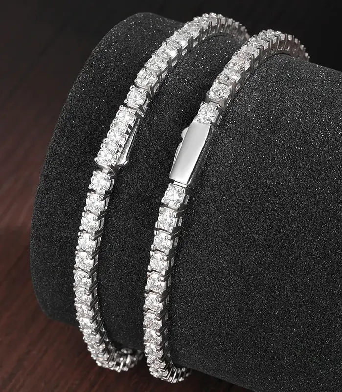 KNOBSPIN-pulsera de tenis de moissanita D VVS1, brazalete Original de plata de ley s925 chapada en oro blanco de 18k con pulseras GRA para mujer y hombre 2