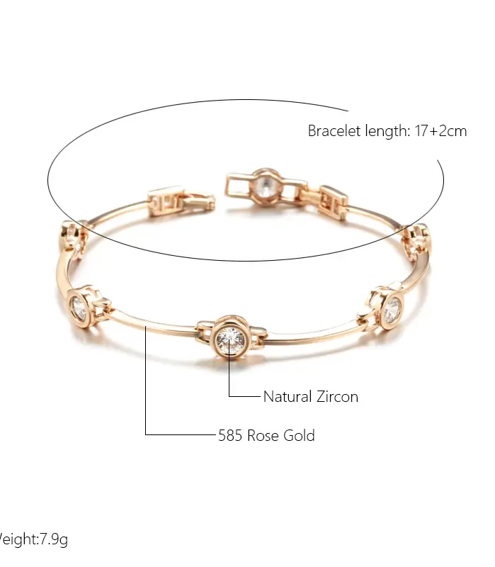 Kinel-pulsera Simple de Color oro rosa 585, tendencia de lujo, circonita Natural, joyería fina diaria para boda y novia, novedad de 2023 2