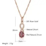 Kinel-collares con colgante de circón Natural rojo para mujer, Color oro rosa, colgante de flor de cristal, joyería Vintage fina diaria, tendencia 585 2