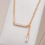 Kinel-collar con colgante cuadrado de circón Natural para mujer, joyería fina diaria de alta calidad, Color oro rosa, 585 1