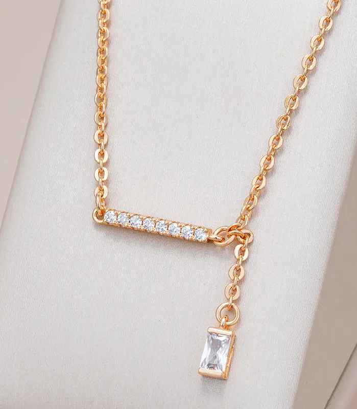 Kinel-collar con colgante cuadrado de circón Natural para mujer, joyería fina diaria de alta calidad, Color oro rosa, 585 1