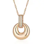 Kinel-collar con colgante redondo de geometría brillante para mujer, circonita Natural completa con Color oro rosa 585, joyería fina diaria 6