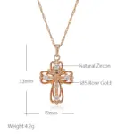 Kinel-collar con colgante de Cruz de Iglesia Ortodoxa para mujer, Color oro rosa 585, accesorios de circón Natural, crucifijo, joyería de Jesús 2