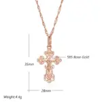Kinel-collar con colgante de cruz de Color oro rosa 585, lujo, para mujeres y hombres, Iglesia Ortodoxa, Jesús, abalorio brillante, joyería fina diaria 2