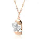 Kinel moda 585 oro rosa plata Color mezcla hueco Rosa flor colgante collar para mujer boda fiesta joyería Vintage diaria 6