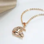 Kinel-collar con colgante de Luna para mujer, Color oro rosa 585, colgante de circón Natural, joyería para niño, regalo de cristal 5