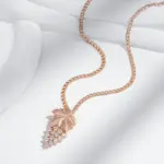 Kienl-collar con colgante grande de circonita Natural brillante para mujer, colgante de uva de cristal de Color oro rosa 585, joyería Vintage diaria 4