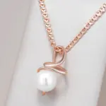 Kinel-collar con colgante de oro rosa 585 de lujo para mujer, joyería de boda nupcial con perlas huecas geométricas únicas, regalo de uso diario 1