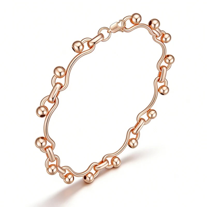 Kinel, pulsera colgante brillante a la moda para mujer, oro rosa 585, accesorios diarios simples, joyería fina diaria de alta calidad para novias 1 Kinel, pulsera colgante brillante a la moda para mujer, oro rosa 585, accesorios diarios simples, joyería fina diaria de alta calidad para novias 1