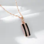 Kinel-collar con colgante cuadrado de esmalte negro para mujer, Color oro rosa 585, accesorios de circón Natural, joyería diaria de alta calidad 4
