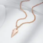 Kinel, collares con colgante brillante a la moda novedosa para mujer, colgante triangular Simple de oro rosa 585, joyería fina diaria de alta calidad 4