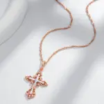 Kinel-collar con colgante de Cruz de la Iglesia Ortodoxa para hombre y mujer, joyería étnica fina diaria, Color oro rosa y plata 585 4