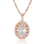 Kinel-collar con colgante de flor de cristal para mujer, Color oro rosa 585, accesorios de circonita Natural ovalados grandes a la moda, joyería diaria 6