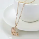 Kinel-collar con colgante de Luna para mujer, Color oro rosa 585, colgante de circón Natural, joyería para niño, regalo de cristal 3