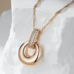 Kinel-collar con colgante redondo de geometría brillante para mujer, circonita Natural completa con Color oro rosa 585, joyería fina diaria 3