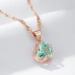 Kinel-collar con colgante nupcial de circón Natural verde romántico, Simple, de lujo, Color oro rosa 585, joyería fina diaria, regalo para mujer 4