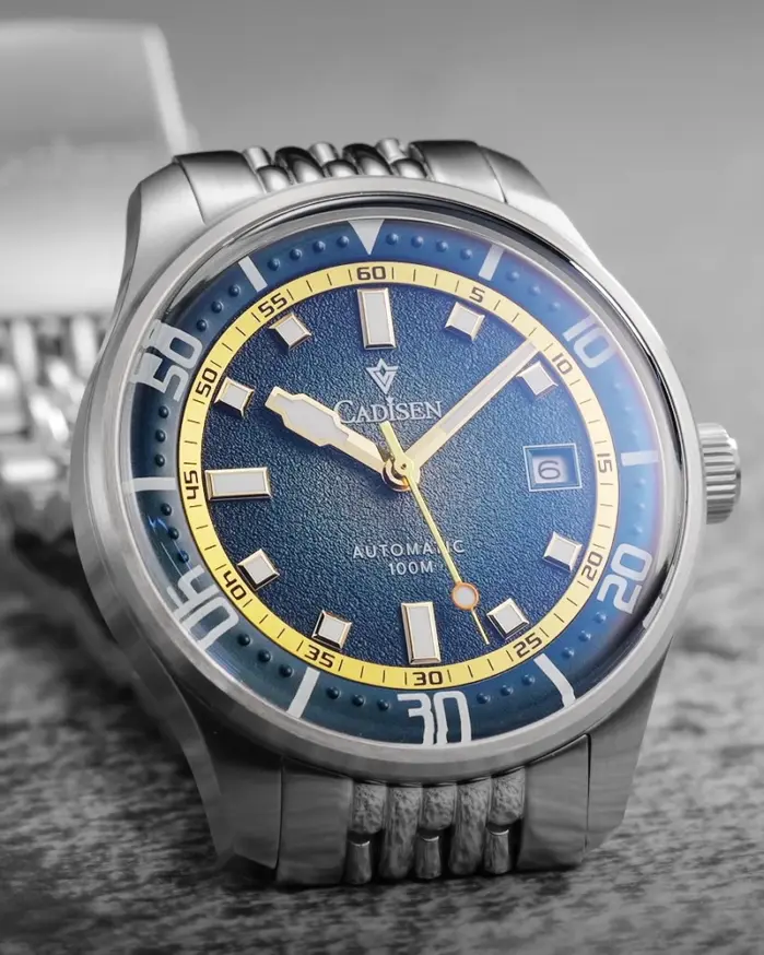 Reloj mecánico automático CADISEN para hombre, reloj informal de negocios plateado resistente al agua, reloj japonés MIYOTA 8215 con movimiento de cristal abovedado para hombre 1