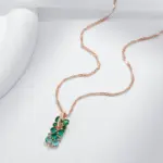 Kinel-collar con colgante de circón Natural verde brillante para mujer, tendencia 585, Color oro rosa, joyería fina para boda, regalo de cristal 5