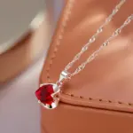 Kinel nuevo collar romántico de circón Natural rojo para mujer 585 oro rosa regalo de pareja de lujo colgante Simple joyería fina diaria 5