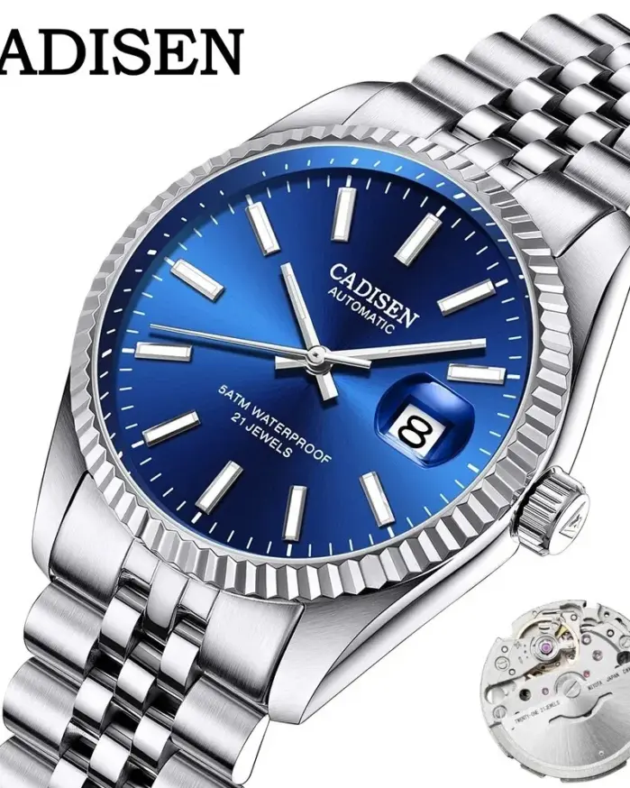 Reloj Mecánico CADISEN para hombre, reloj automático de lujo de marca superior, reloj de negocios de acero inoxidable resistente al agua, reloj Masculino 1