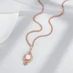 Kinel-collar con colgante de flor para mujer, Color oro rosa 585, con perla redonda, joyería de moda, regalo para fiesta y uso diario 5