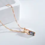 Kienl-collar con colgante de circonita Natural para mujer, cuadrado, colorido, Color oro rosa 585, accesorios de boda, joyería fina diaria 5