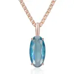 Kinel-collar con colgante ovalado grande para mujer, azul brillante, Color oro rosa 585, con circón Natural, joyería fina diaria de alta calidad 6