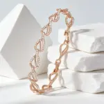 Pulsera Kinel Hot 585 de oro rosa con diseño geométrico de corazón para mujer, circonita natural, moderna, para uso diario, regalos para fiestas, joyería de boda 4