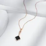 Kinel-collar con colgante de piedra negra cuadrada para mujer, accesorios de Color oro rosa 585, joyería fina diaria de alta calidad 4