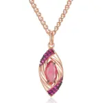 Kinel-collar con colgante de circón Natural rojo brillante para mujer, chapado en oro rosa 585, joyería colgante Vintage fina para uso diario 6