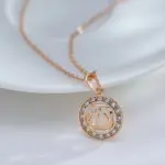 Kinel-collares étnicos de lujo con colgantes huecos para mujer, Color oro rosa 585, accesorios de circón Natural, joyería fina diaria 4