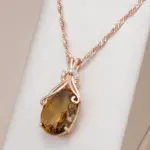 Kinel, collar con colgante de circón Natural marrón claro ovalado grande para mujer, moda 585, Color oro rosa, joyería diaria de alta calidad 1