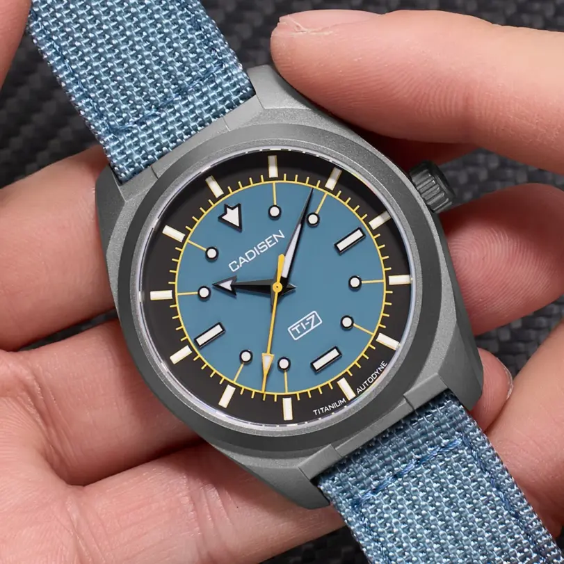 Reloj de Pulsera CADISEN TI-7 Autodyne de Acero y Titanio, Mecánico Automático, con Correa de Lona, MIYOTA 8215, Luminoso, con Cristal de Zafiro, Resistente al Agua, para Hombre 1 Reloj de Pulsera CADISEN TI-7 Autodyne de Acero y Titanio, Mecánico Automático, con Correa de Lona, MIYOTA 8215, Luminoso, con Cristal de Zafiro, Resistente al Agua, para Hombre 1