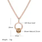Kinel-collar con colgante de circón Natural marrón brillante para mujer, accesorios de fiesta de Color oro rosa 585, joyería fina diaria 2