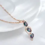 Kinel nuevo 585 Color oro rosa collar de gota para mujer insolito colorido circón Natural moda colgante largo joyería Vintage diaria 5
