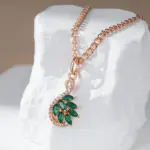 Kinel moda novedosa 585 collar con colgante de Color oro rosa para mujer colgante de circón Natural verde brillante joyería fina diaria 3