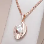 Kinel-collar con colgante de Color oro rosa 585, accesorios simples y brillantes de circón Natural, joyería fina para boda nupcial 1