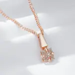 Kinel-collar con colgante de flor de cristal para mujer, Color oro rosa 585, accesorios de circón Natural totalmente brillante, joyería fina diaria 4