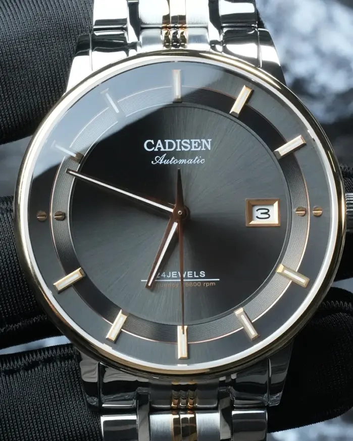 Relojes de Pulsera Mecánicos CADISEN con Movimiento MIYOTA 9015, Reloj Automático Ultrafino, Zafiro, Resistente al Agua, Oro Rosa, Relojes de Negocios 1