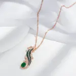 Kinel-collar con colgante de lagarto de circón Natural verde intenso para mujer, chapado en oro rosa 585, joyería Punk diaria de animales Vintage 4