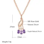 Kinel, collar con colgante de circón Natural púrpura brillante para mujer, moda 585, Color oro rosa, flor de cristal, joyería fina diaria 2
