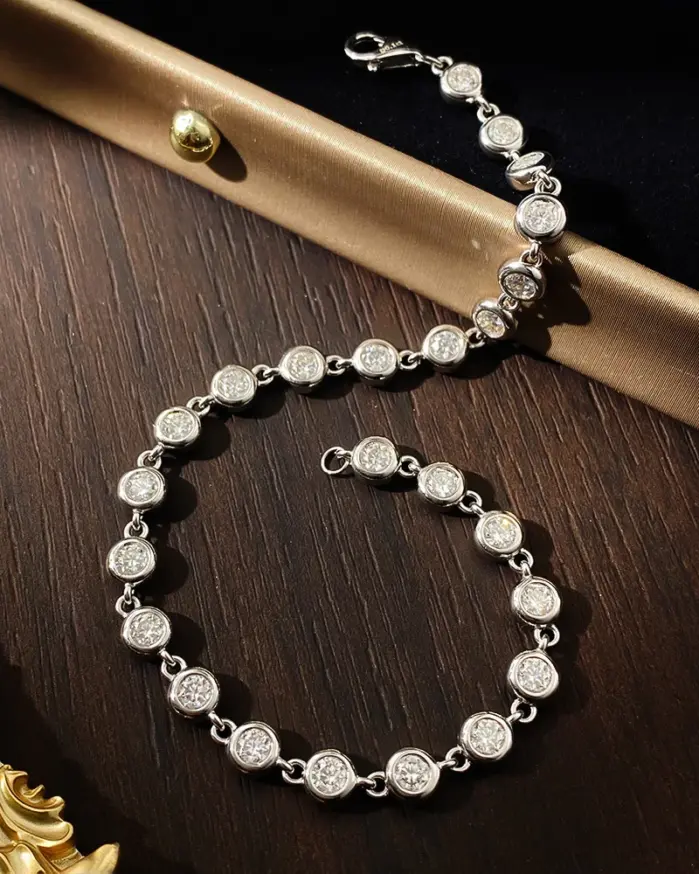 KNOBSPIN-pulsera de tenis de moissanita de 3mm con certificado GRA, pulseras de plata de ley s925 con bisel delicado para mujer y hombre, joyería de boda 2