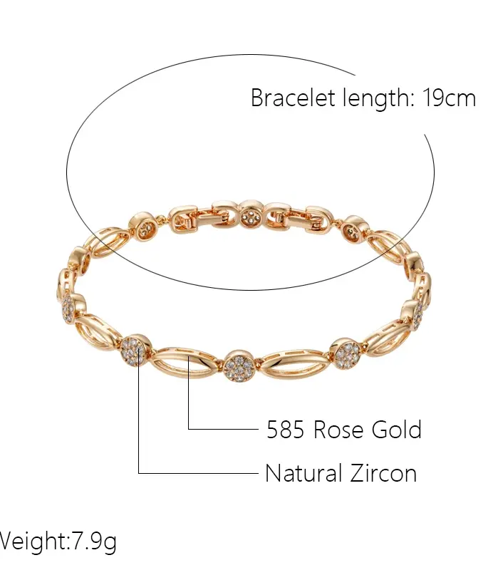 Kinel tendencia novedosa Simple 585 pulsera de Color oro rosa para mujer circón Natural de lujo novia boda joyería fina diaria 2023 nuevo 2