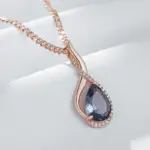 Kinel-collar con colgante de circón Natural gris brillante para mujer, moda 585, Color oro rosa, joyería Vintage fina diaria de alta calidad 3