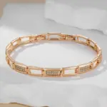 Kinel-pulsera de eslabones cuadrados a la moda para mujer, de lujo, Color oro rosa 585, con circón Natural, joyería étnica para boda, joyería fina para uso diario 3