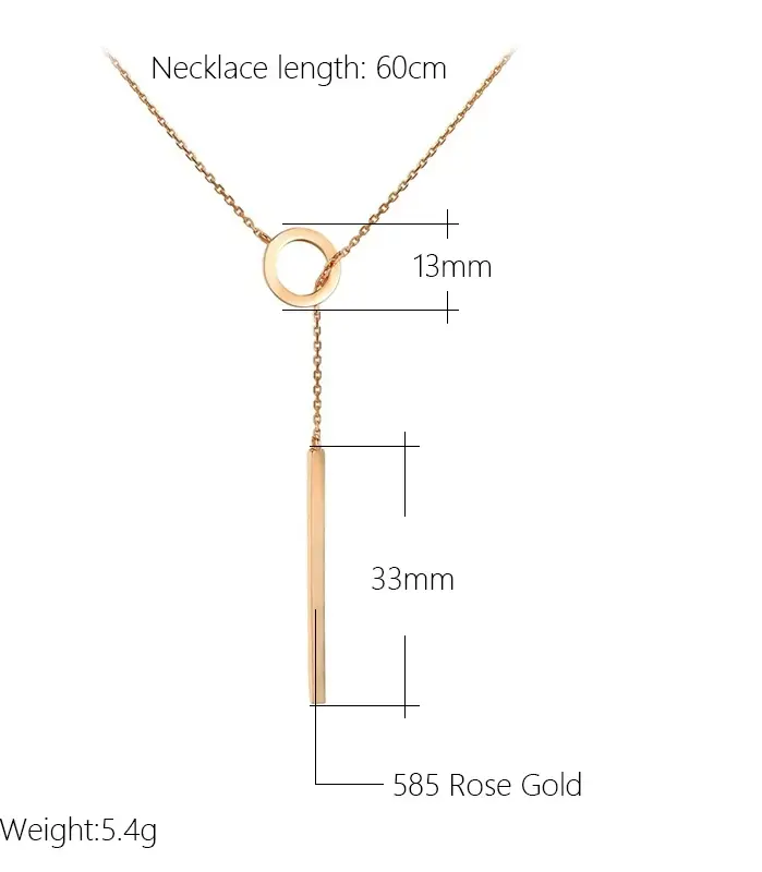 Kinel, collar con colgante brillante a la moda novedosa para mujer, colgante Simple de Color oro rosa 585, joyería fina diaria de alta calidad 2