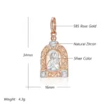 Kinel-collar con colgante de la Virgen María de lujo para hombre y mujer, Color oro rosa 585, circonita Natural, abalorio de Jesús, joyería fina diaria, regalos 2