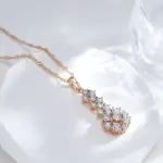Kinel-collar con colgante de circón Natural para mujer, joyería Retro étnica diaria de lujo, Color oro rosa y plata, 585 4