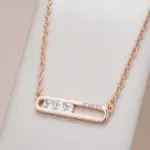 Kinel-collar con colgante geométrico para mujer, Color oro rosa 585, circonita Natural brillante, inusual, creativo, diario, regalo de joyería fina 1