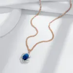 Kinel-collar con colgante de circón Natural azul brillante, mezcla de colores de oro rosa 585, joyería fina diaria de alta calidad para mujer 4